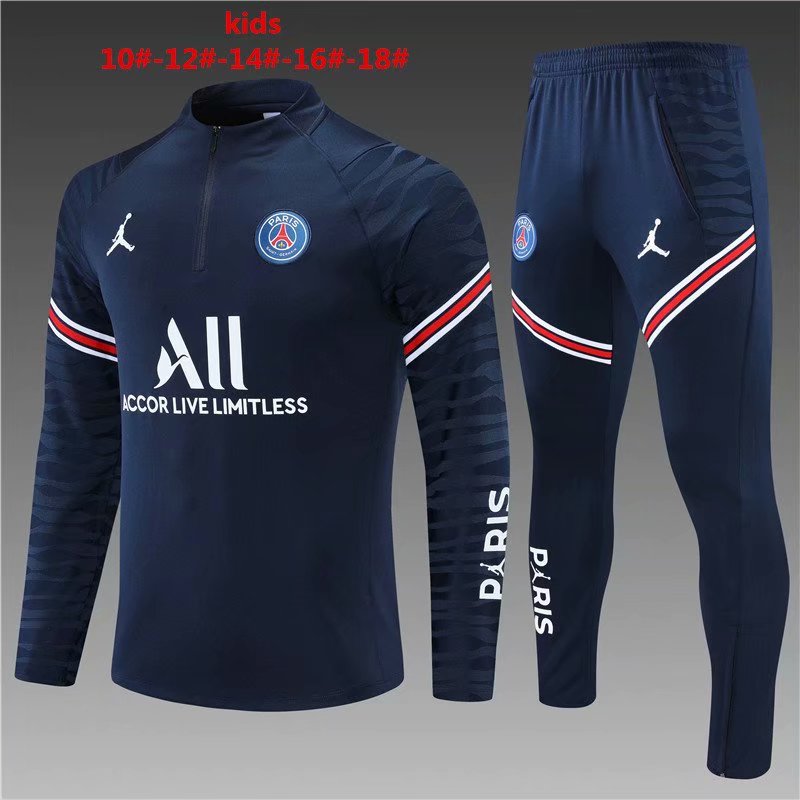 2021-22 Paris SG Royal Blue Thailand Youth/Kids Soccer Tracksuit Uniform-801