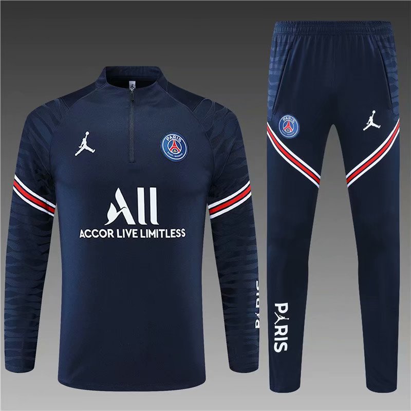 2021-22 Jordan Paris SG Royal Blue Thailand Soccer Tracksuit Uniform-801