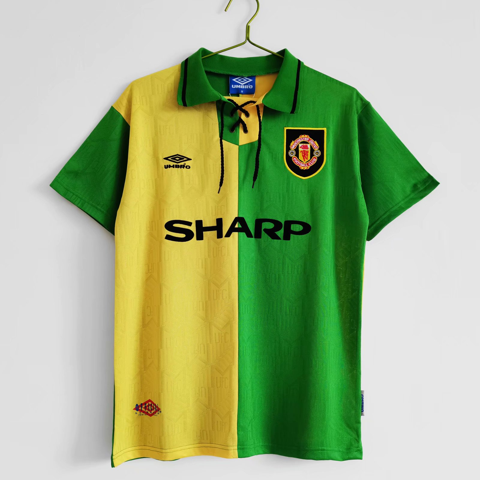 1992-1994 Retro Version Manchester United Yellow & Green Thailand Soccer Jersey AAA-710/811/601