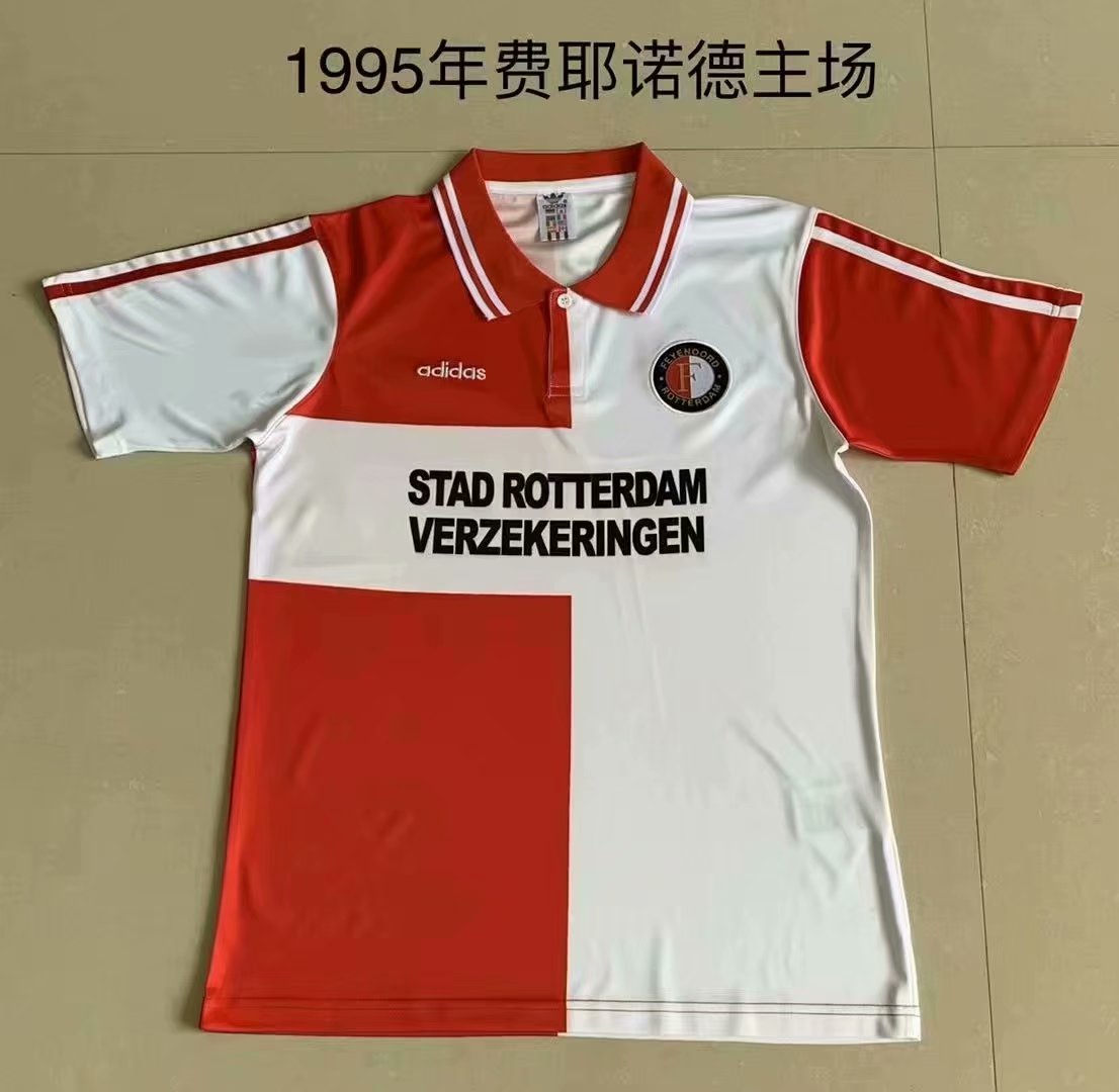 1995 Retro Version Feyenoord Rotterdam Home Red & White Thailand Soccer Jersey AAA-709