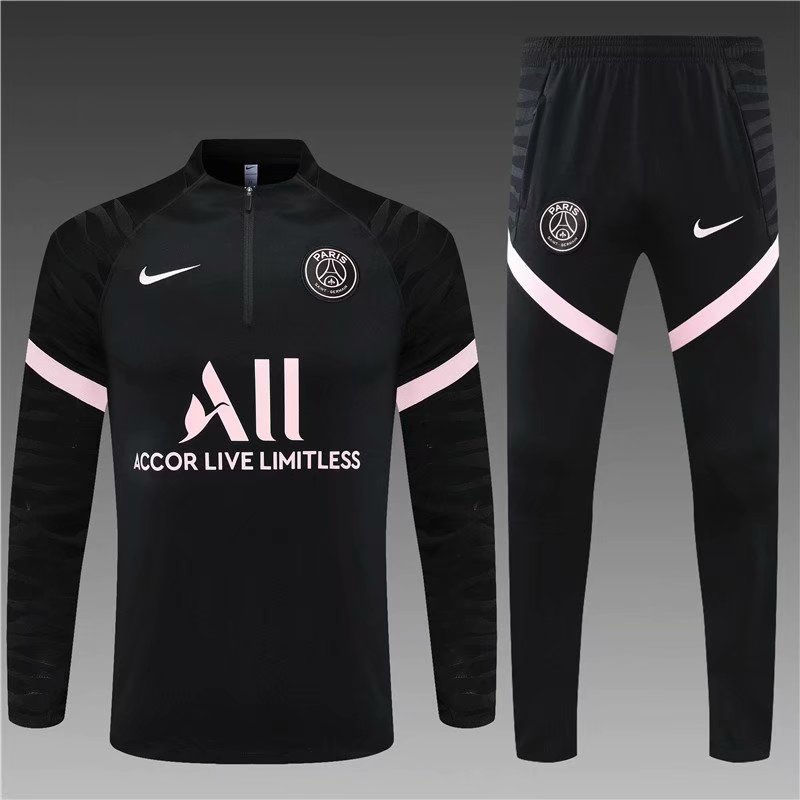 2021-22 Paris SG Black Thailand Soccer Tracksuit Uniform-801