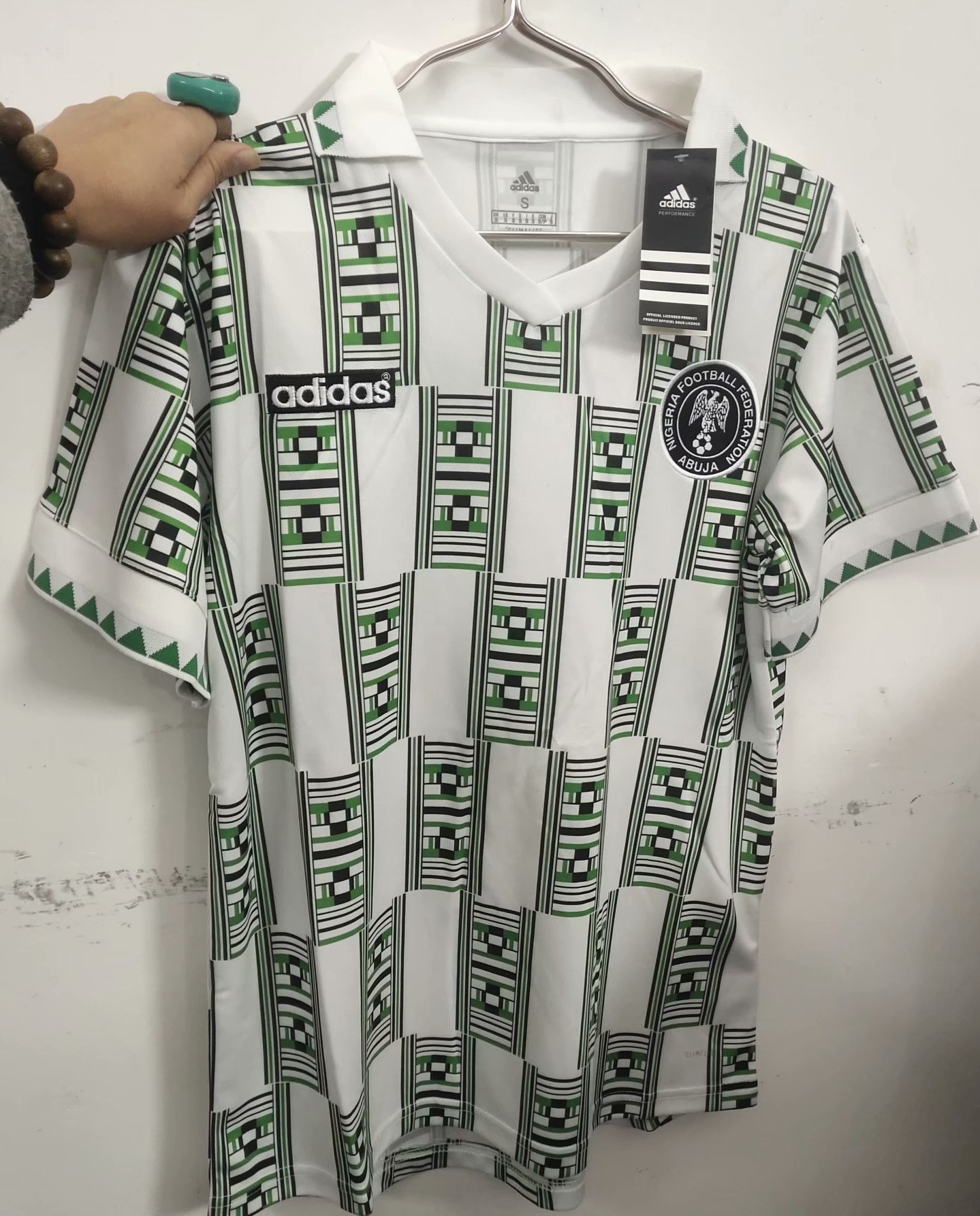 1994 Retro Version Nigeria Green & White Thailand Soccer Jersey-3F99