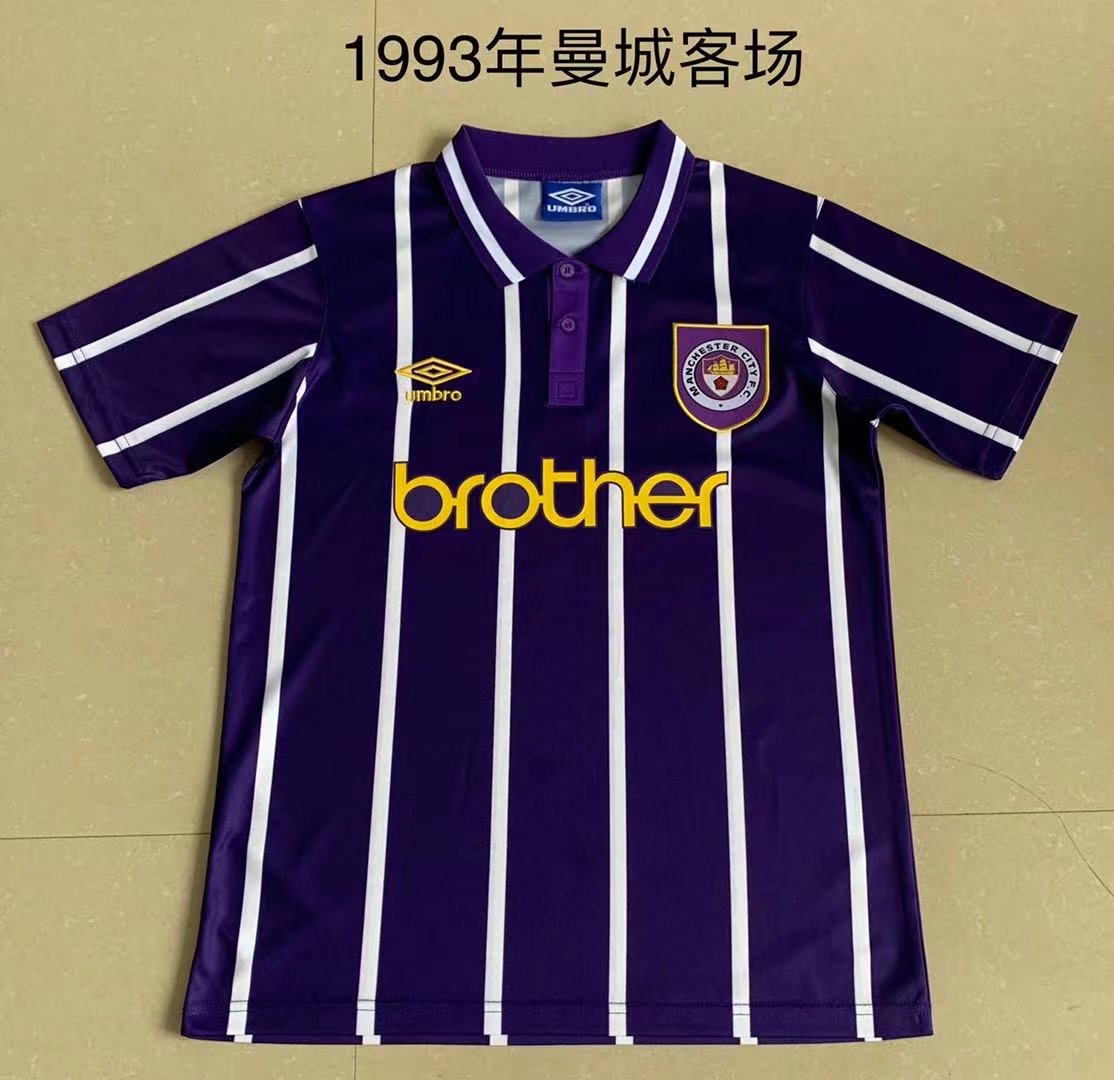 1993 Retro Version Manchester City Purple Thailand Soccer Jersey AAA-709