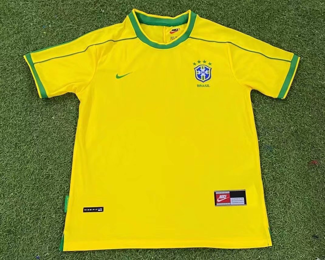 98 Retro Version Brazil Home Yellow Thailand Soccer Jersey AAA-503