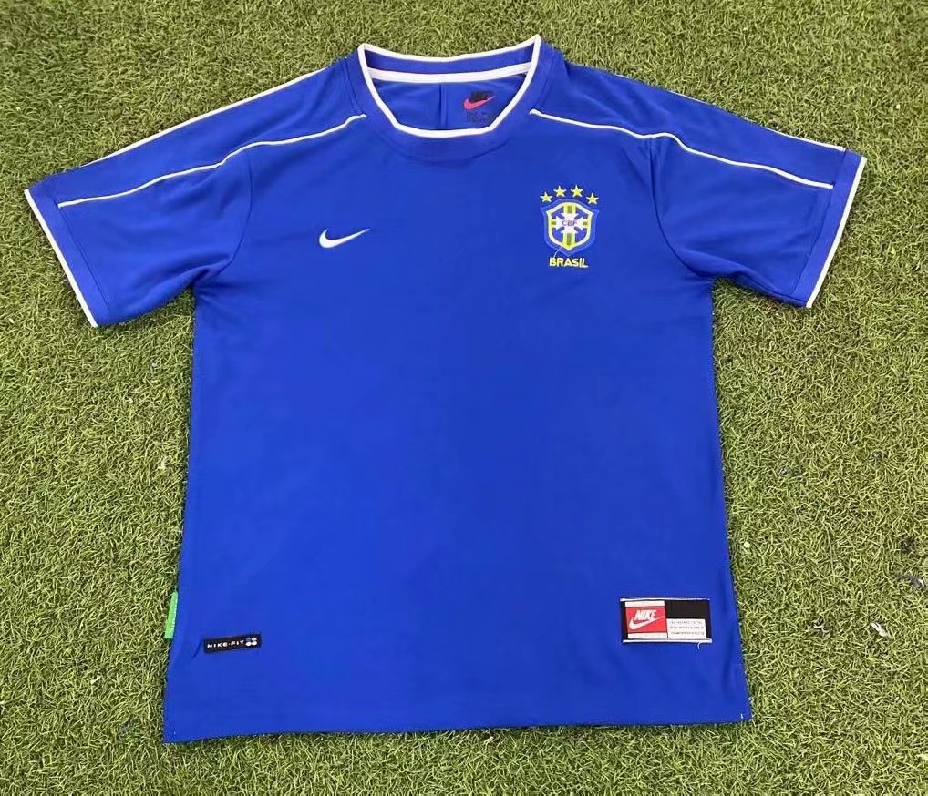 98 Retro Version Brazil Away Blue Thailand Soccer Jersey AAA-503/811/410