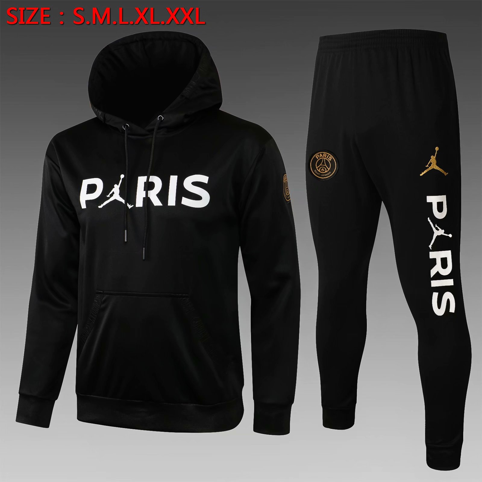 2021-22 Paris SG Black Thailand Soccer Tracksuit Uniform With Hat-815