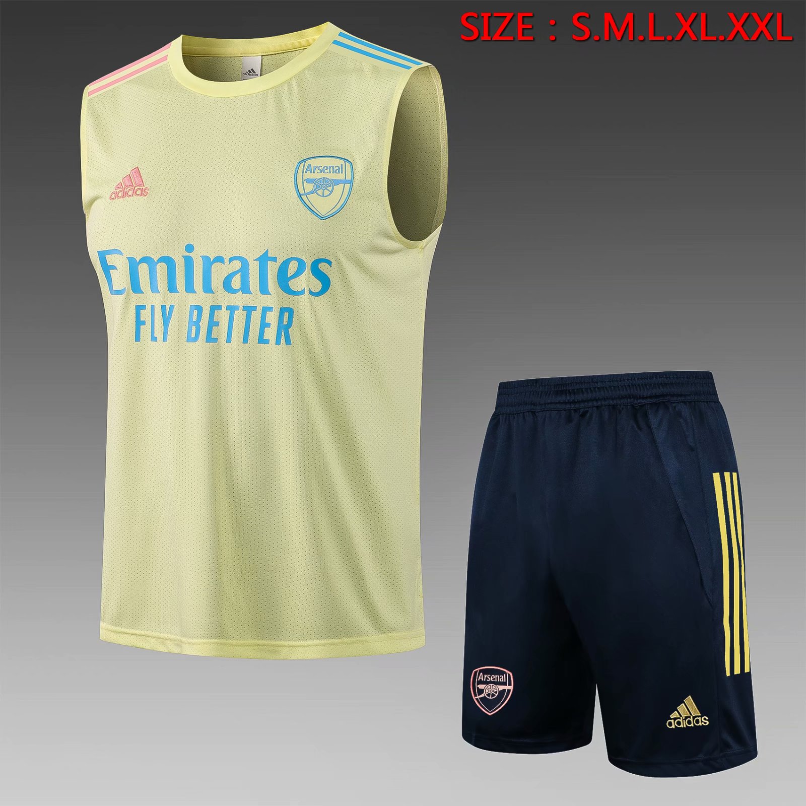 2021-2022 Arsenal Yellow Thailand Training Soccer Jersey Vest Uniform-815