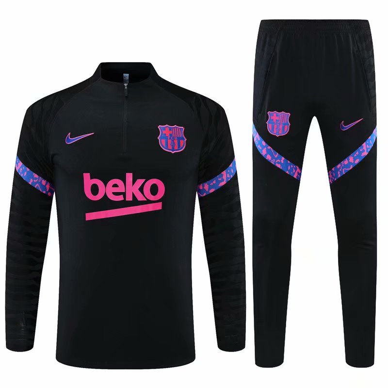 2021-22 Barcelona Black Thailand Tracksuit Uniform-801