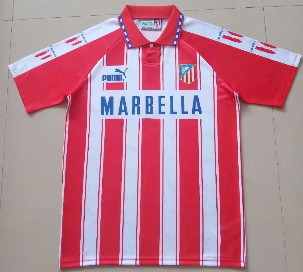 94-95 Retro Version Atlético Madrid Home Red & White Thailand Soccer Jersey AAA-522