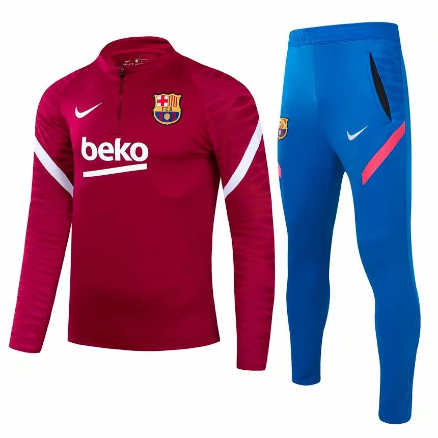 2021-22 Barcelona Maroon Kids/Youth Soccer Tracksuit Uniform-GDP