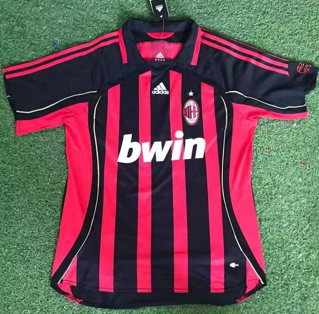 06-07 Retro Version AC Milan Home Red & Black Thailand Soccer Jersey AAA-503