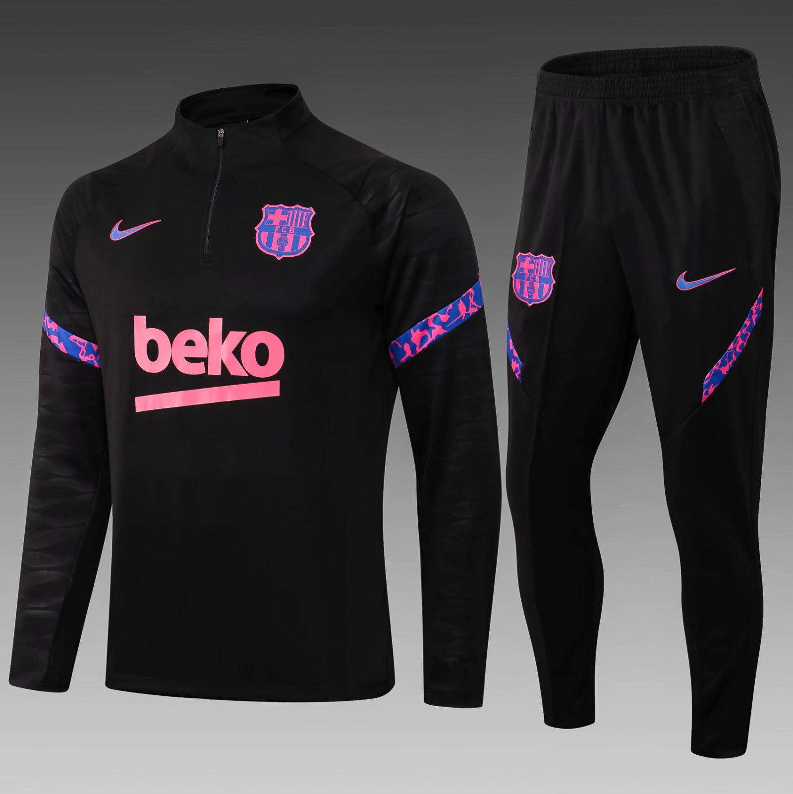 2021-22 Barcelona Black Thailand Tracksuit Uniform-411