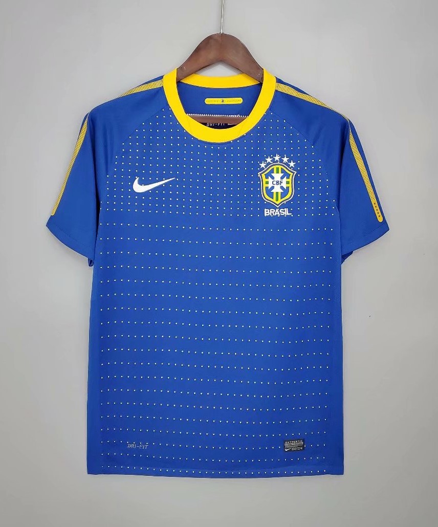 2010 Retro Version Brazil Away Blue Thailand Soccer Jersey AAA-7TMZ