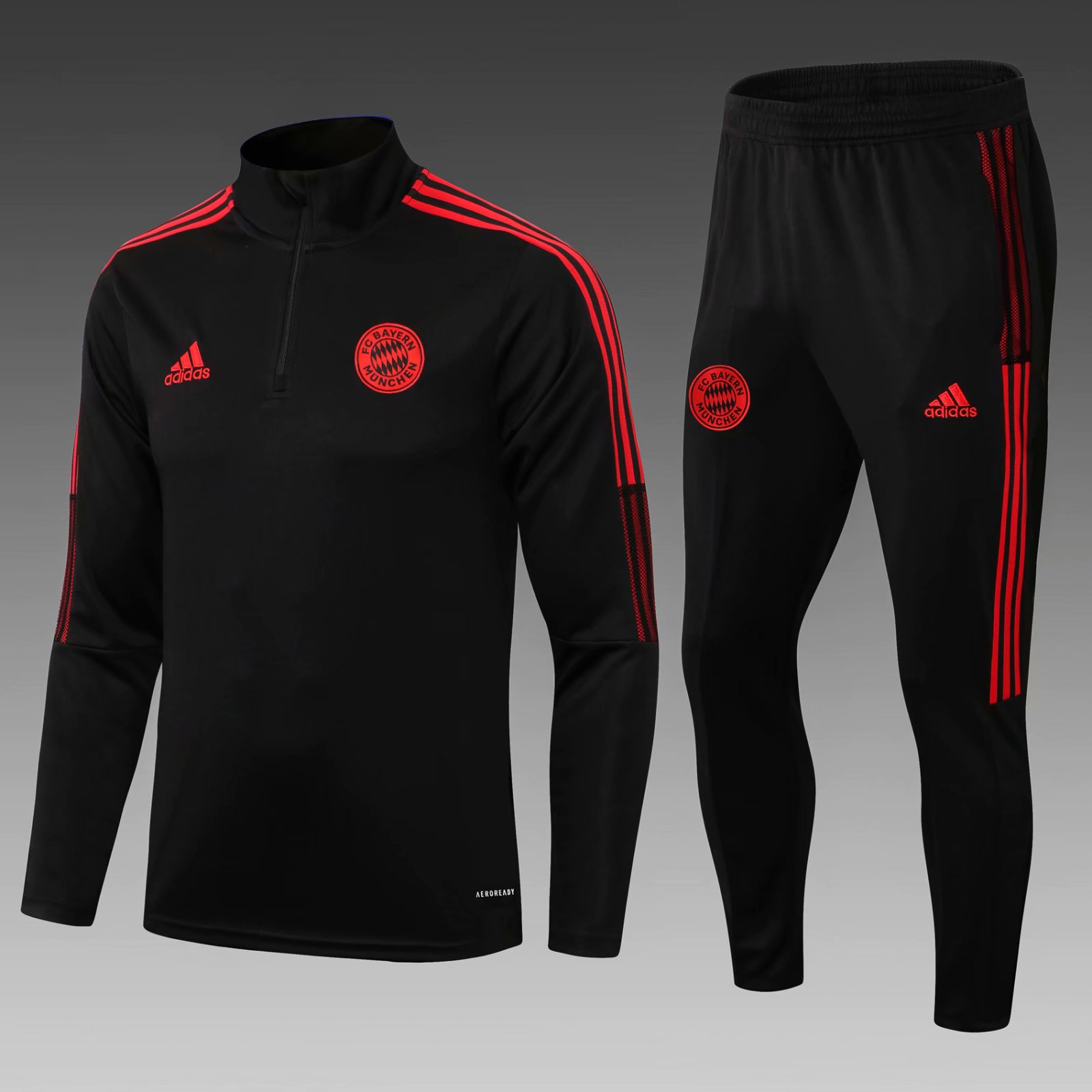 2021/2022 Bayern München Black Thailand Soccer Tracksuit Uniform-411