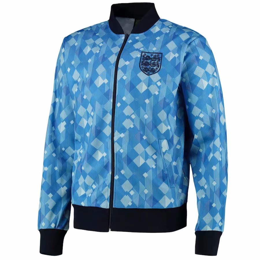 1990 Retro Version England Blue & White Soccer Jacket -522