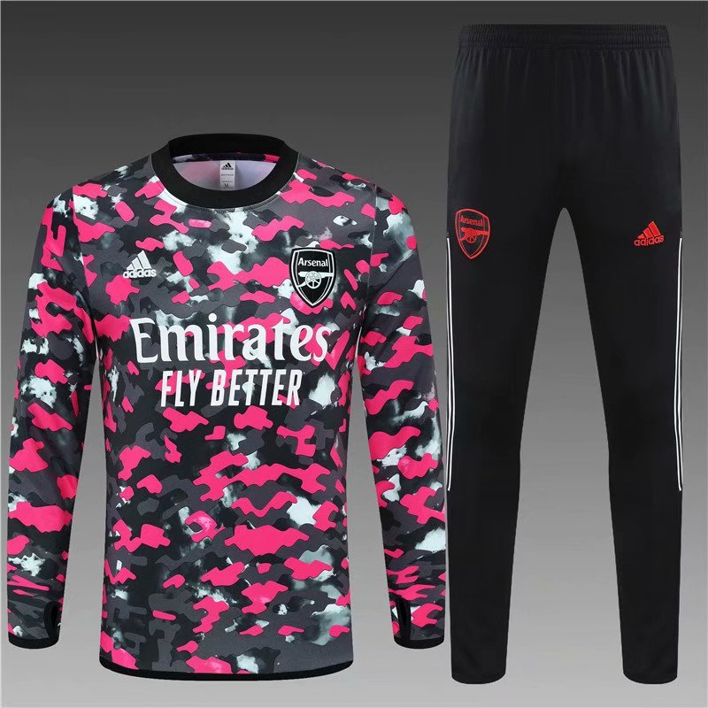 2021-2022 Arsenal Black & Pink Thailand Soccer Tracksuit Uniform-801