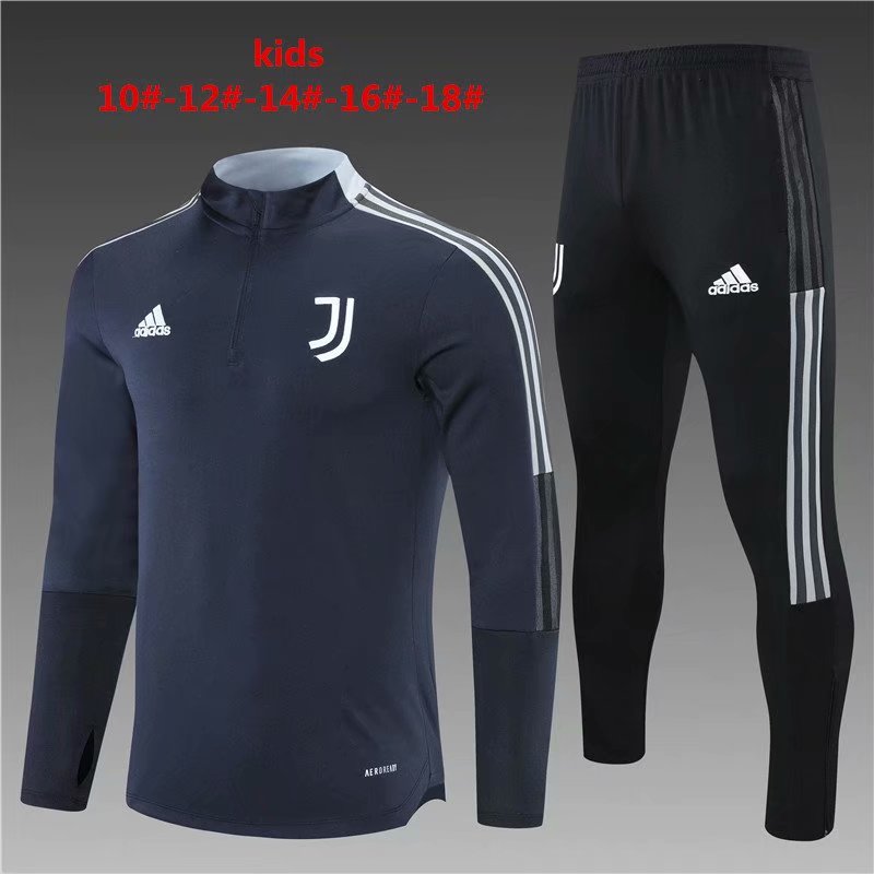 2021-22 Juventus Dark Gray Kids/Youth Tracksuit Uniform-801