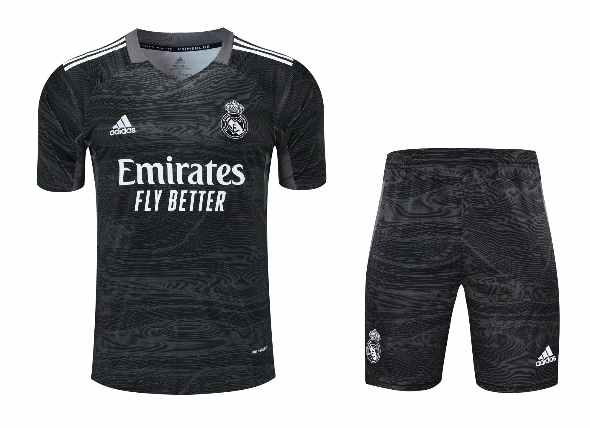 2021-22 Real Madrid Goalkeeper Black & Gray Thailand Soccer Uniform-418