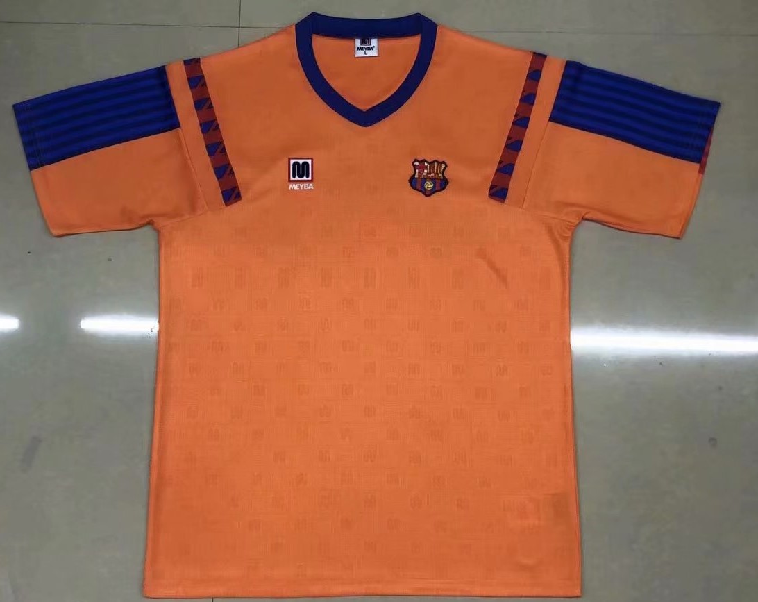 91-92 Retro Version Barcelona Away Orange Thailand Soccer Jersey AAA-522