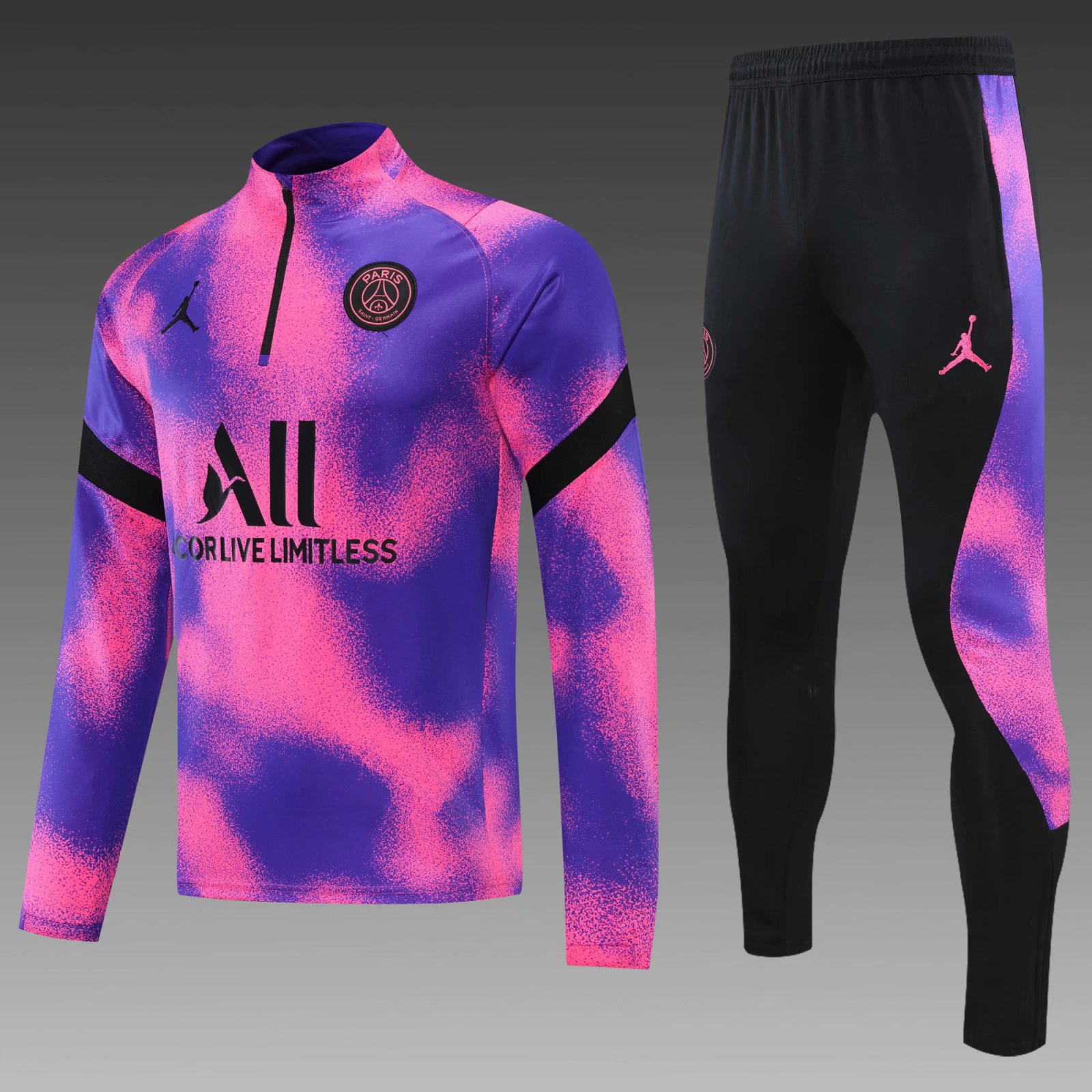 2021-22 Paris SG Pink & Blue Thailand Soccer Tracksuit Uniform-PO