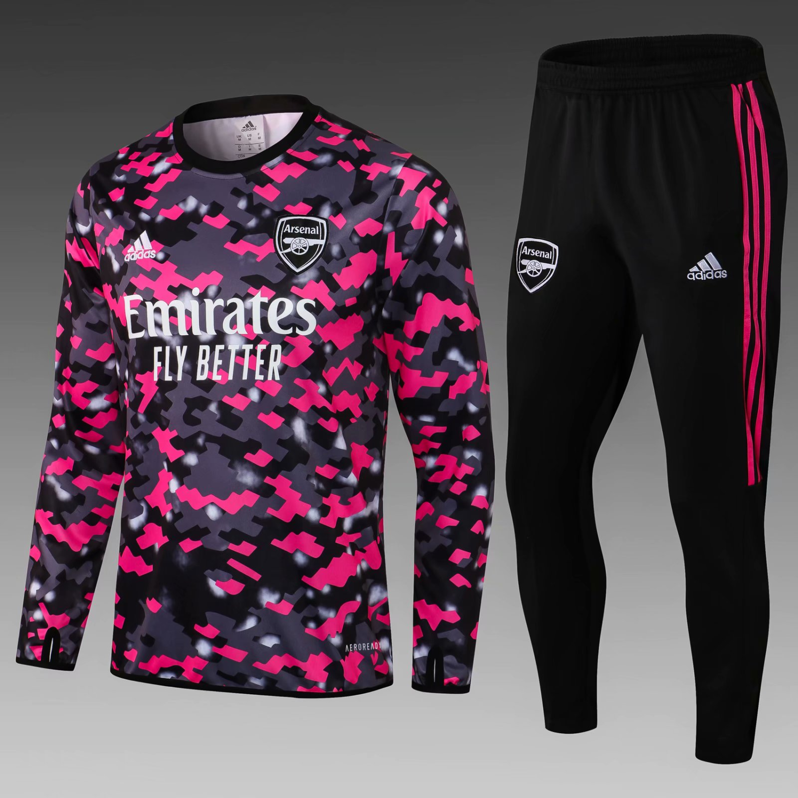 2021-22 Arsenal Pink & Black Thailand Soccer Tracksuit Uniform-411