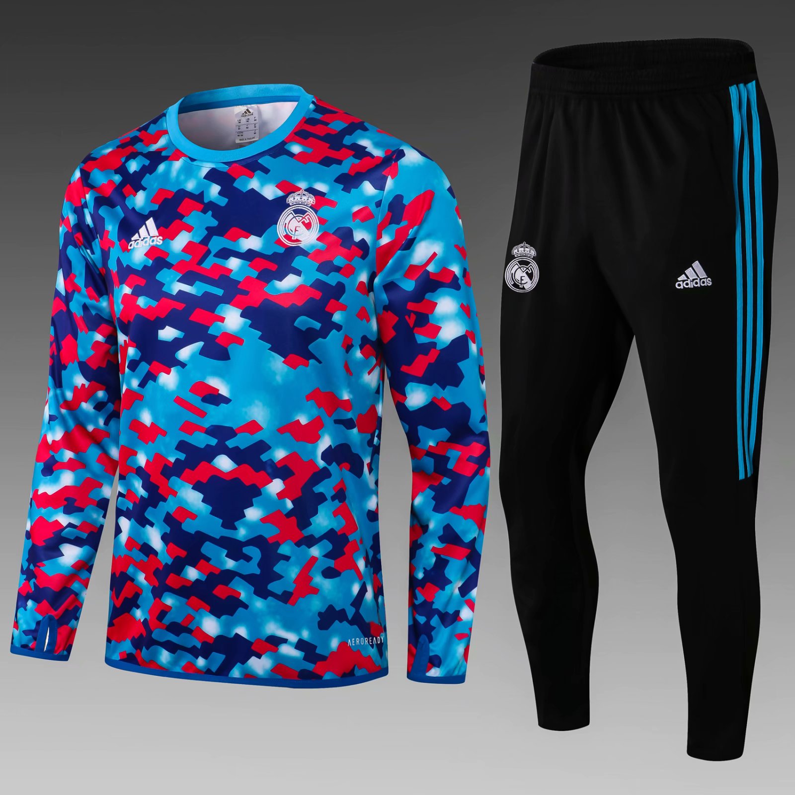 2021/22 Real Madrid Blue & Pink Thailand Tracksuit Uniform-411