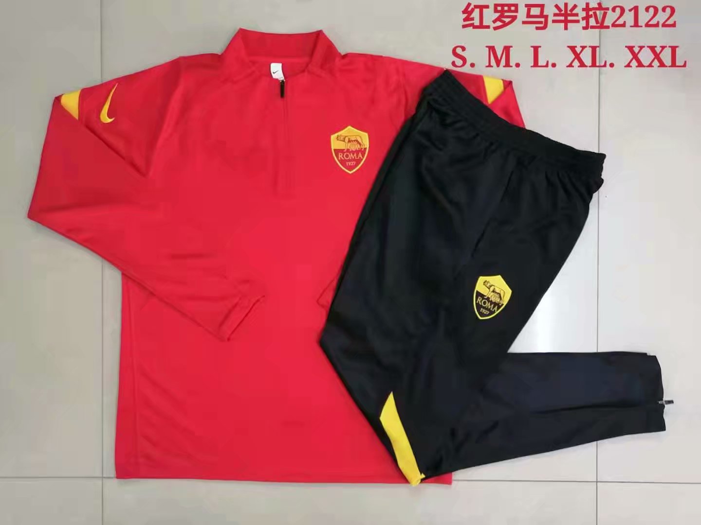 2021/22  Roma Red Thailand Soccer Tracksuit Uniform-815