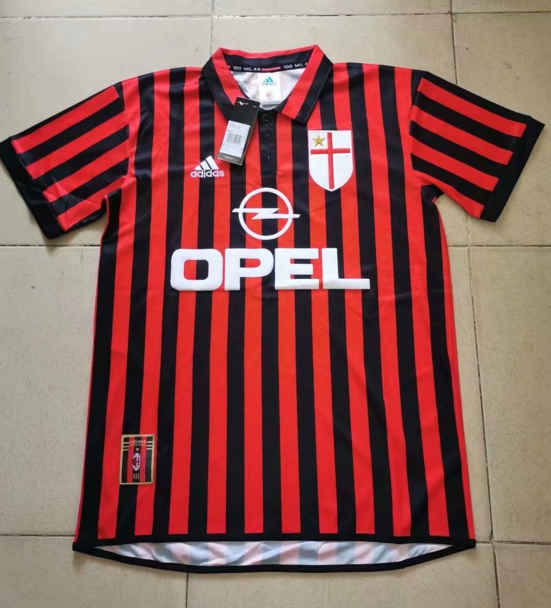 1998-99 Retro Version AC Milan Home Red & Black Thailand Soccer Jersey AAA-41