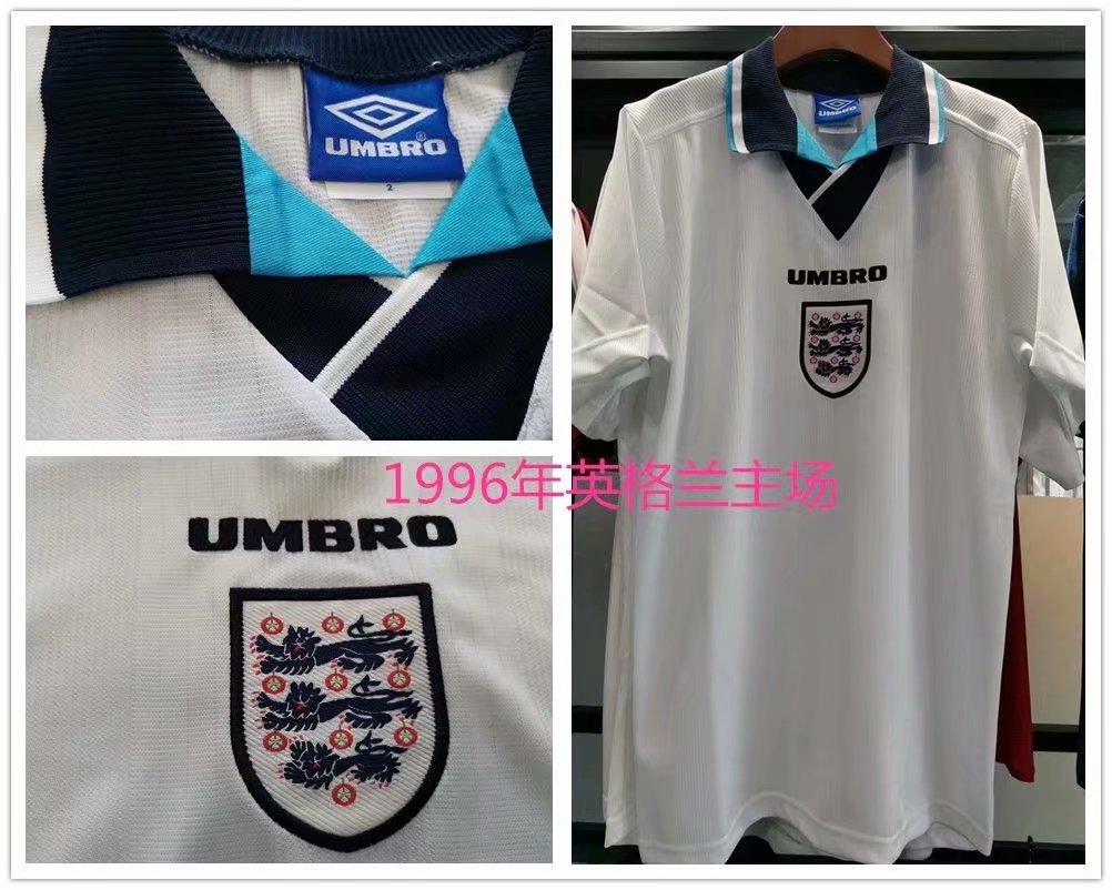 96 Retro Verison England Home White Thailand Soccer Jersey AAA-C2006