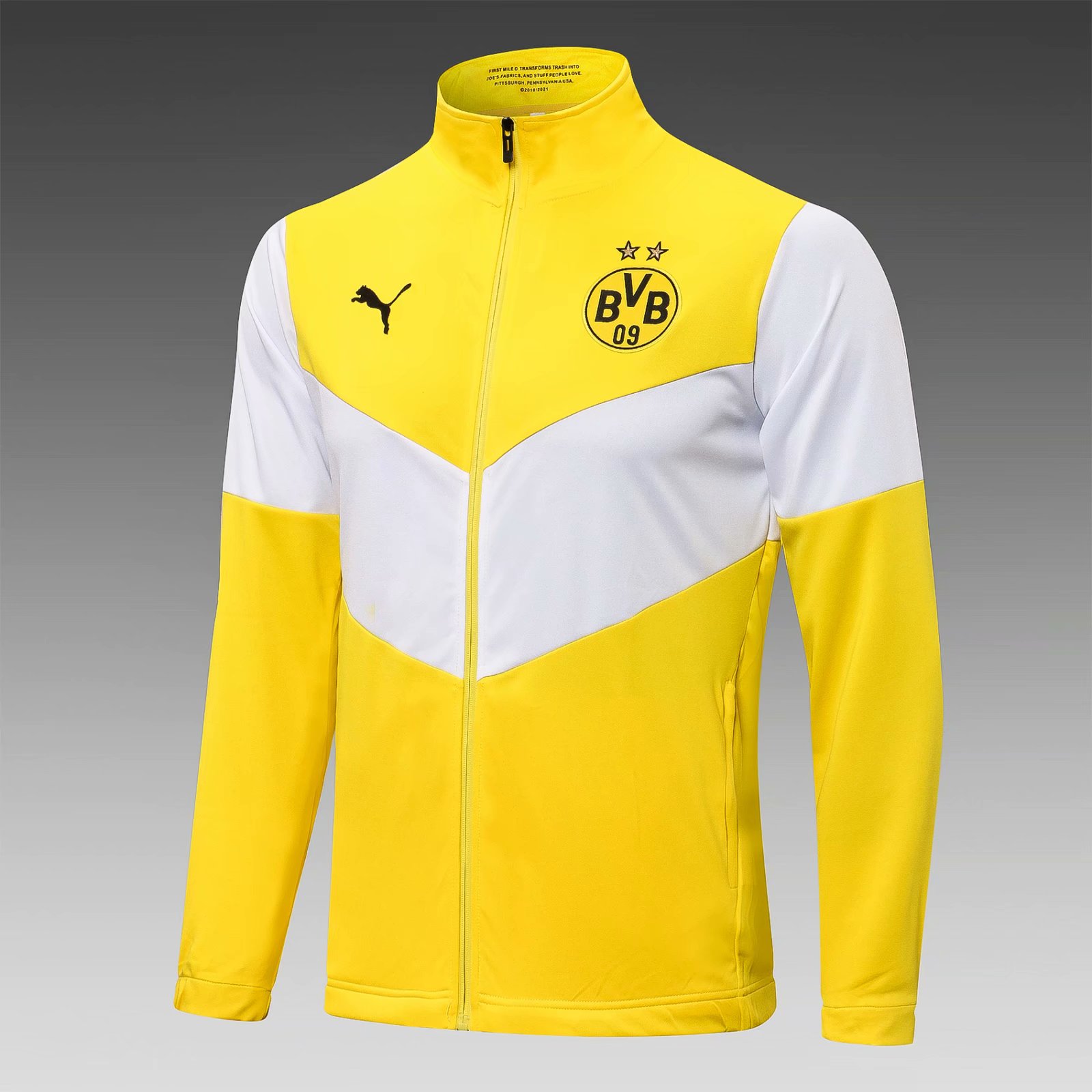 2021-2022 Borussia Dortmund Yellow High Collar Soccer Jacket Top-815