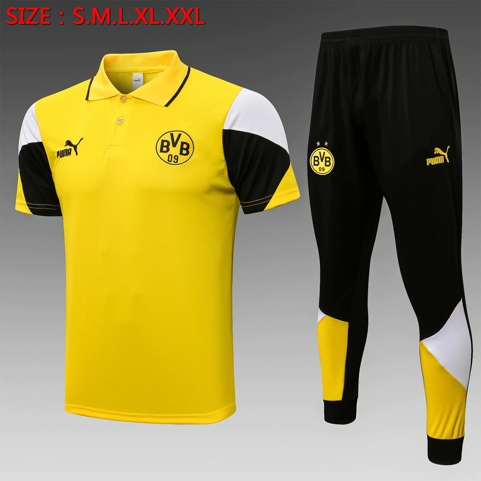 2021-22 Borussia Dortmund Yellow & Black Thailand Polo Uniform-815