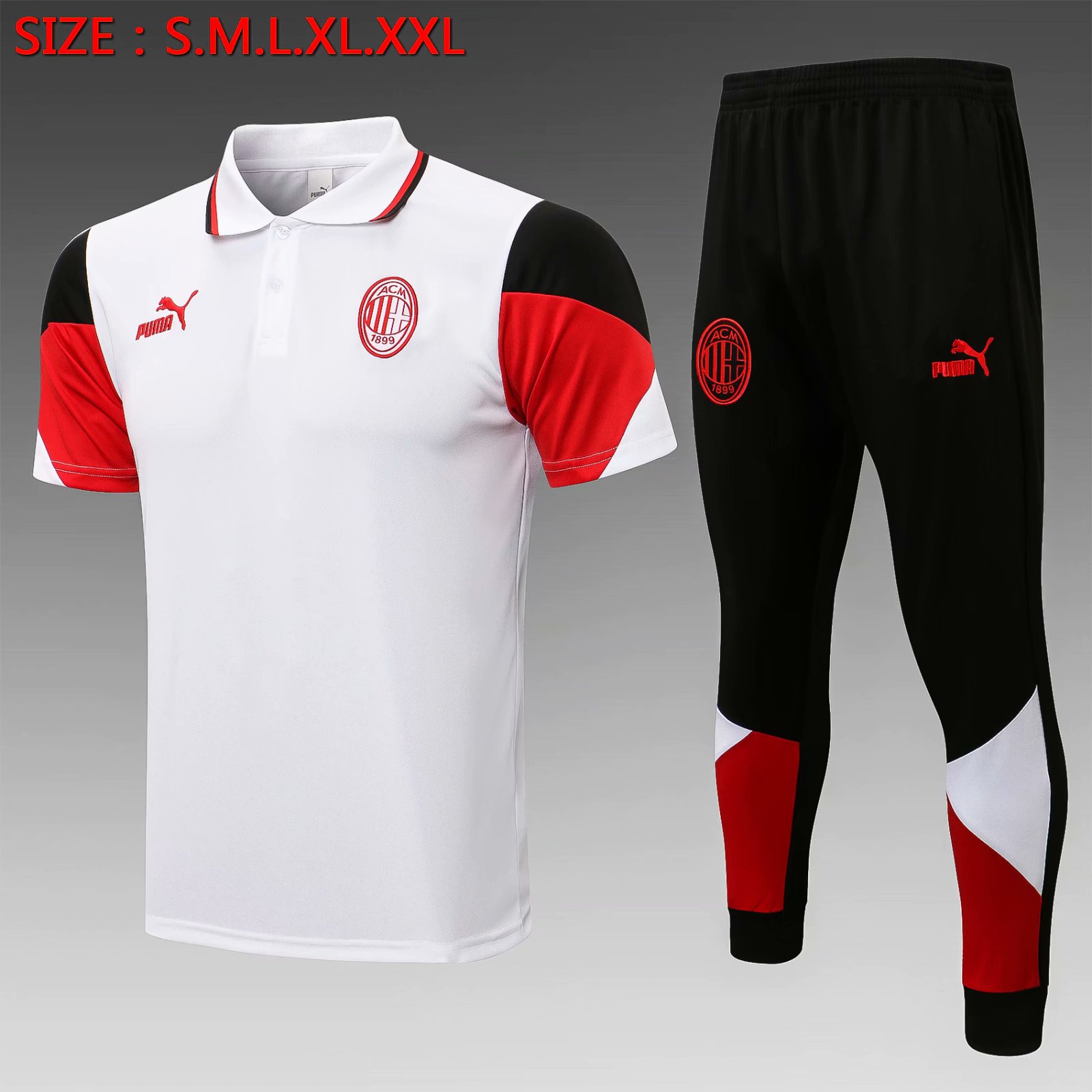 2021-22 AC Milan White Thailand Polo Uniform-815