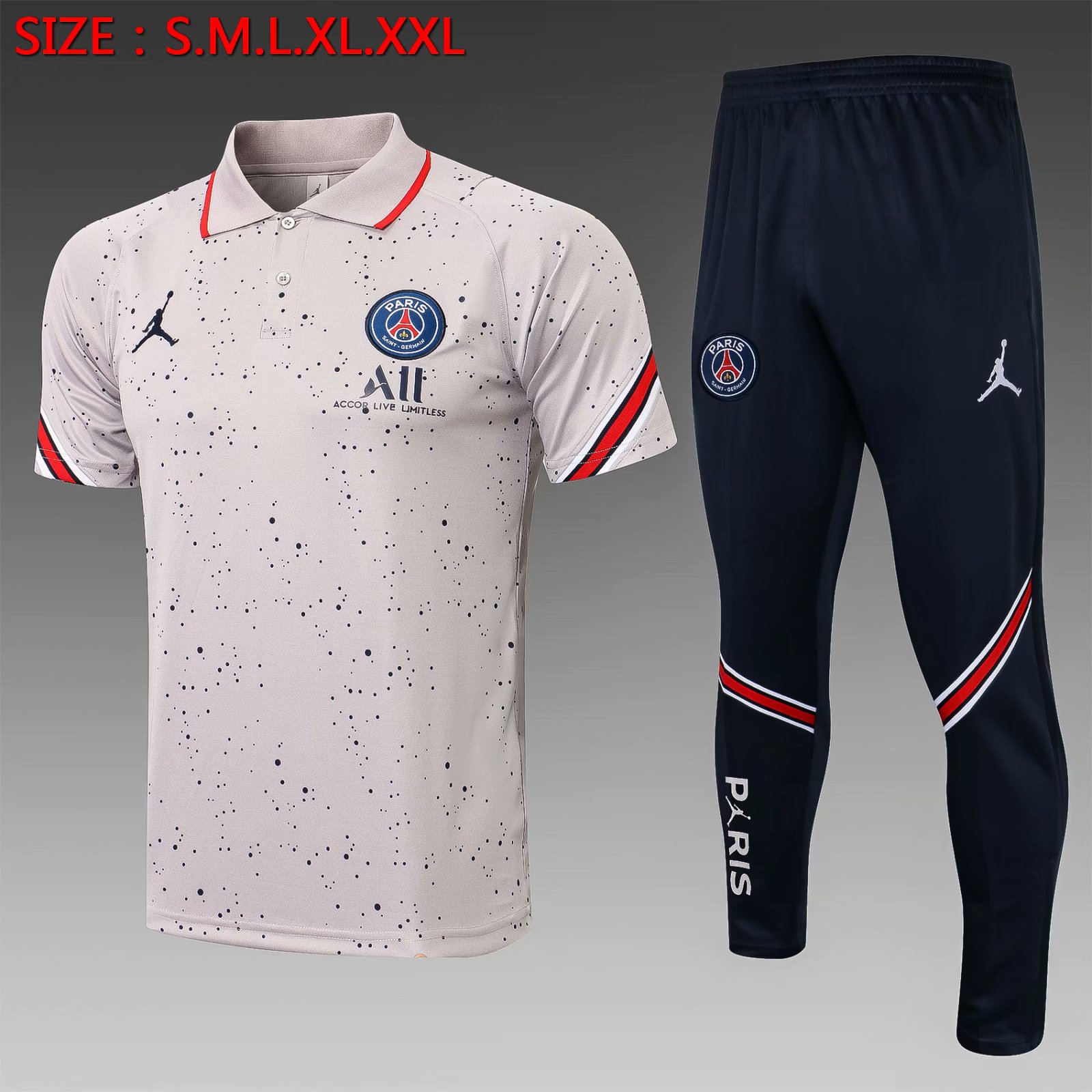 2021-2022 Jordan PSG White Thailand Polo Uniform-815