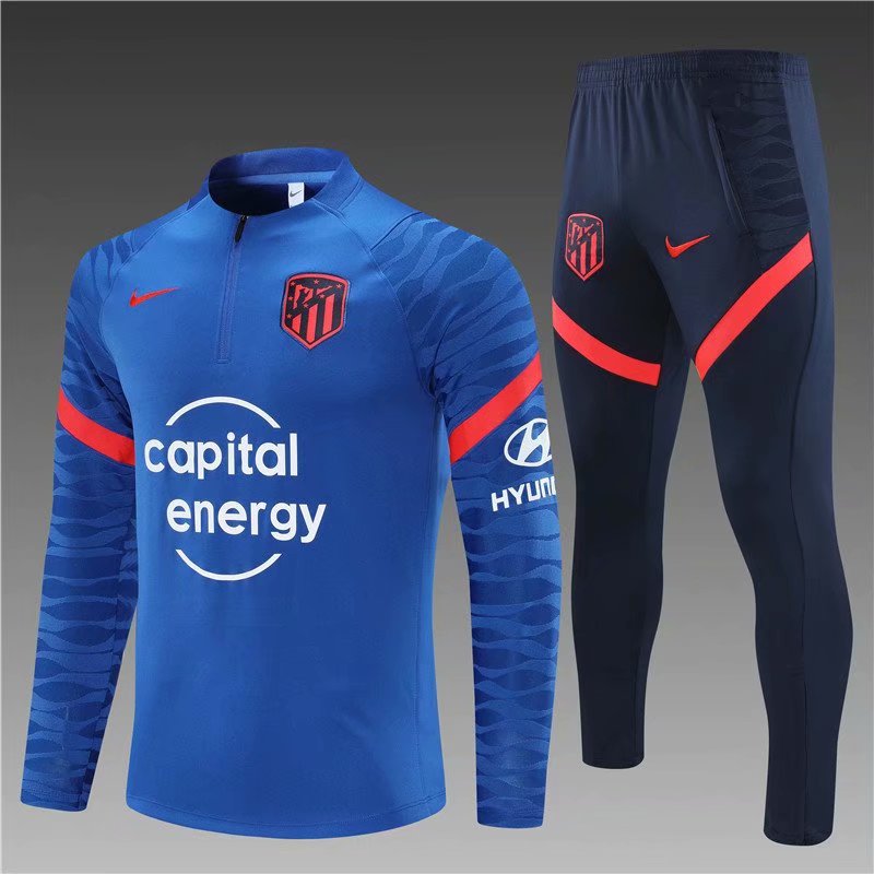 2021/2022 Atletico Madrid CaiBlue Thailand Soccer Tracksuit Uniform-801