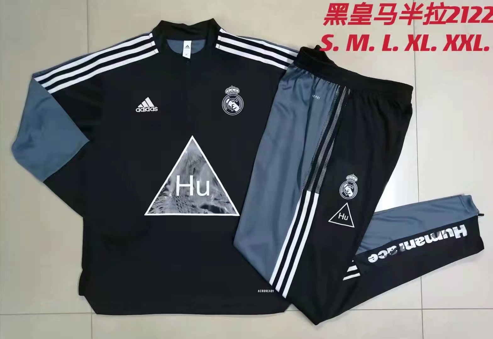 With Adv 021/22 Real Madrid Black Thailand Tracksuit Uniform-815
