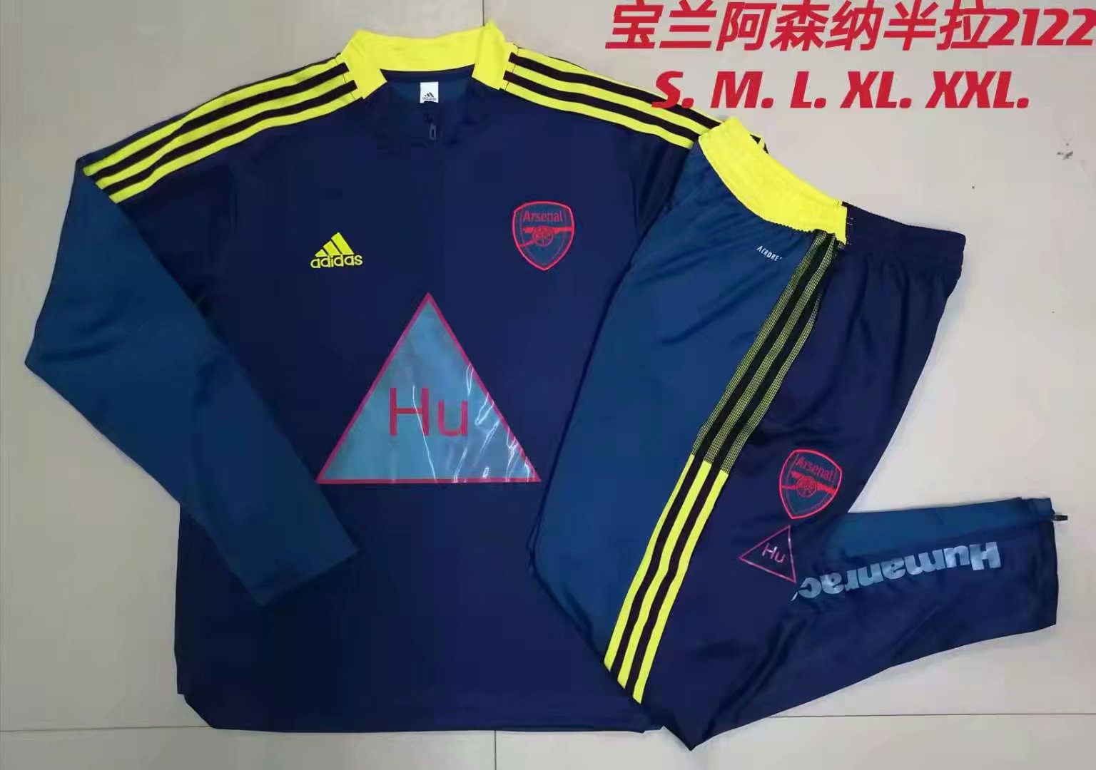 2021-22 Arsenal Royal Blue Thailand Soccer Tracksuit Uniform-815