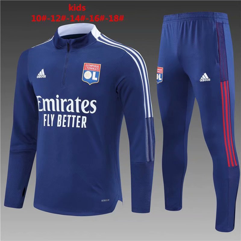 2021/22 Olympique Lyonnais Royal Blue Thailand Youth/Kids Soccer Tracksuit Uniform-801
