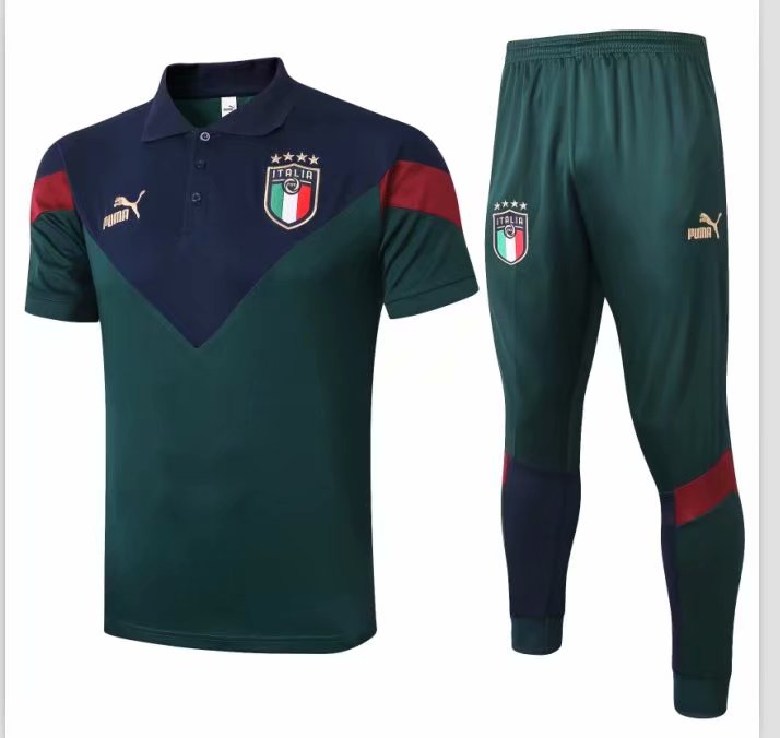 2021-22 Italy Green Thailand Soccer Polo Uniform-815