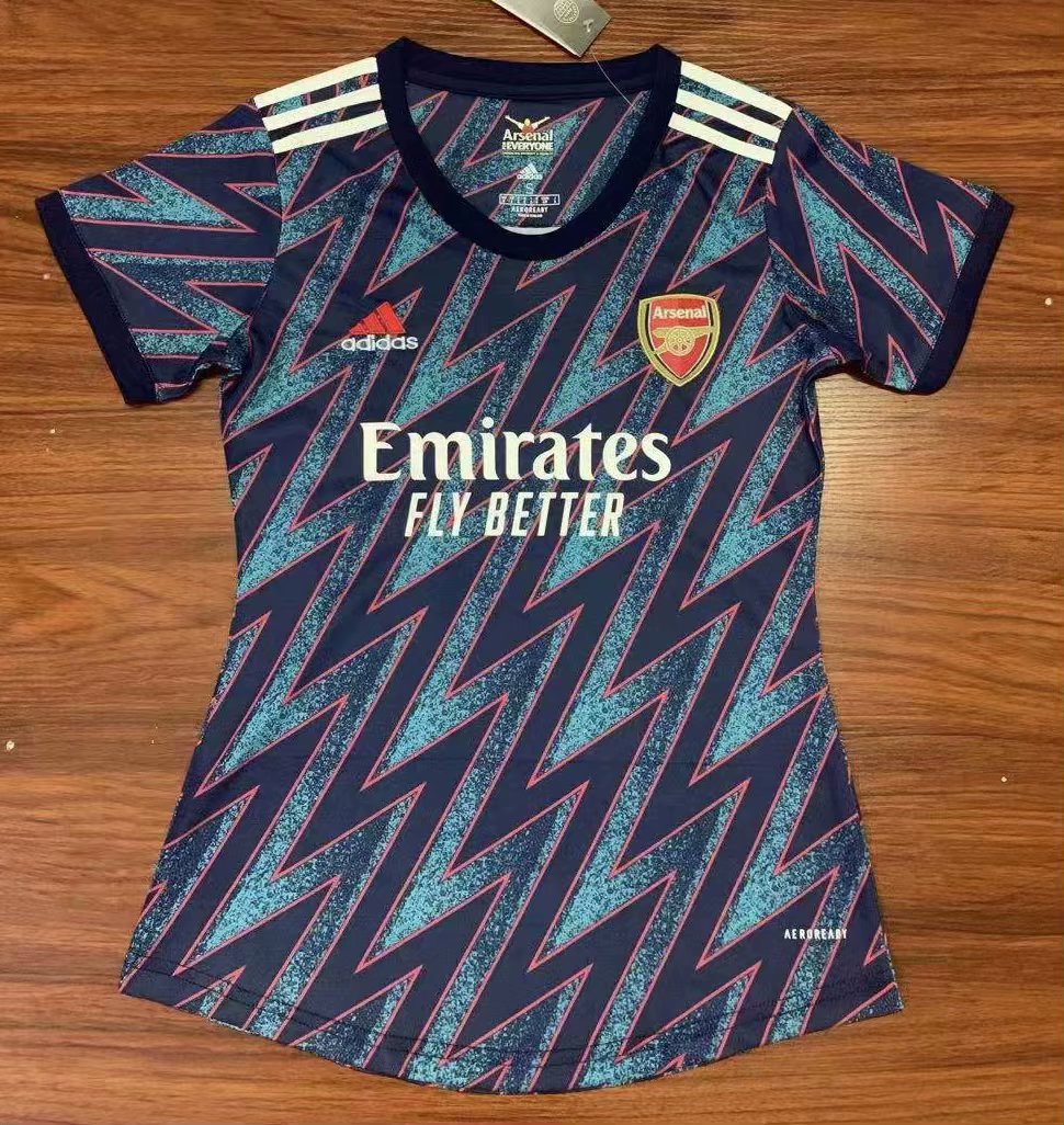 2021/22 Arsenal 2nd Away Blue & Black Thailand Female Soccer Jersey AAA-319