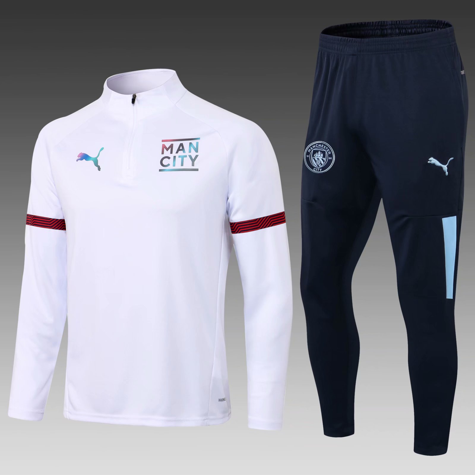 2021-2022 Manchester City White Thailand Tracksuit Uniform-411