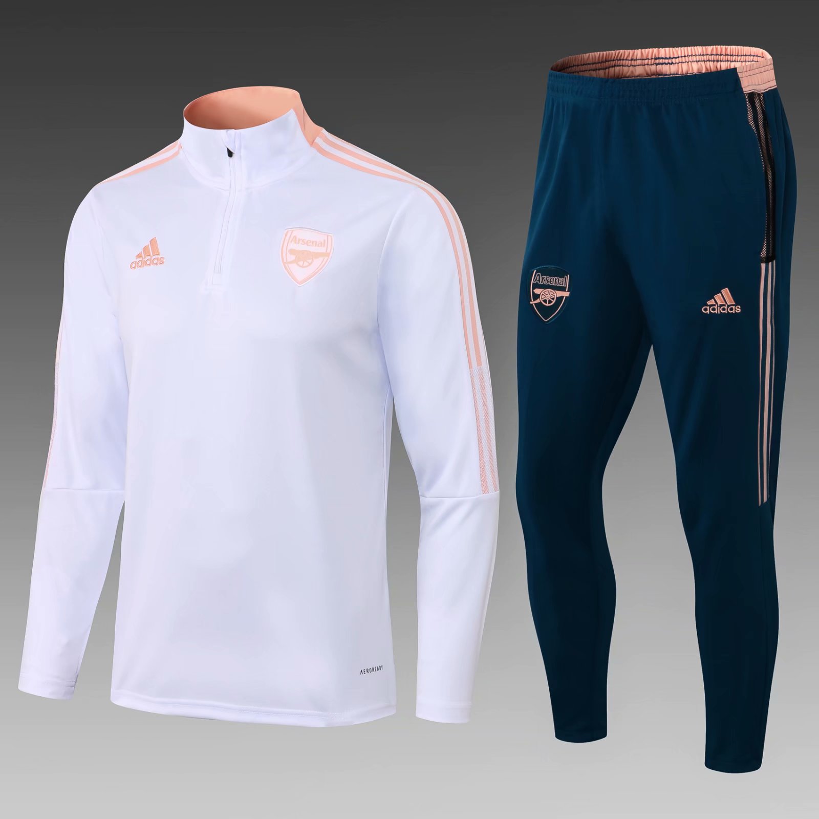 2021-22 Arsenal White Thailand Soccer Tracksuit Uniform-411