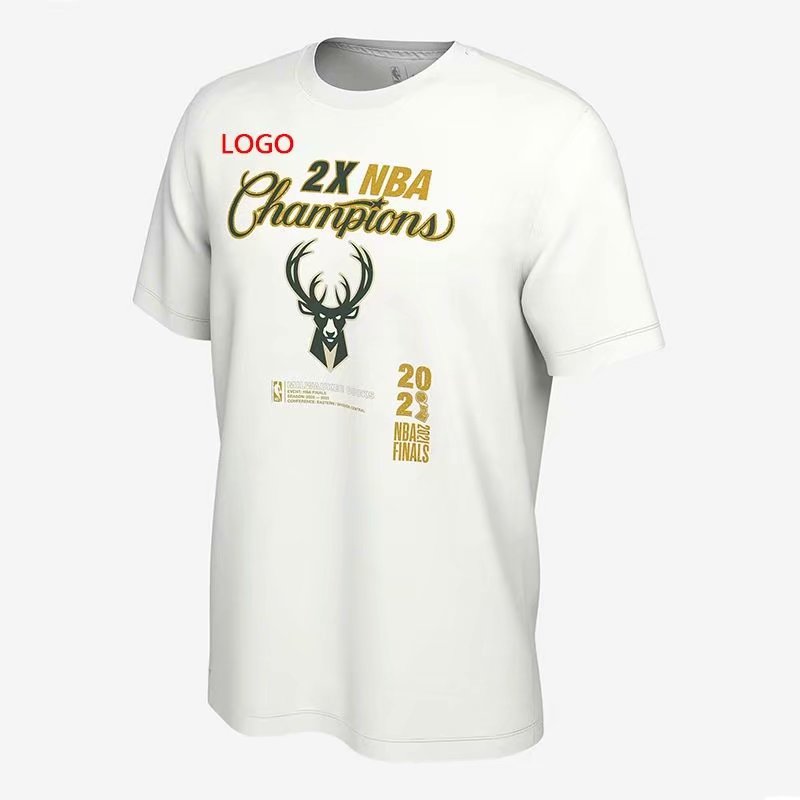 2021 NBA Champion Milwaukee Bucks White T-Shirts-999