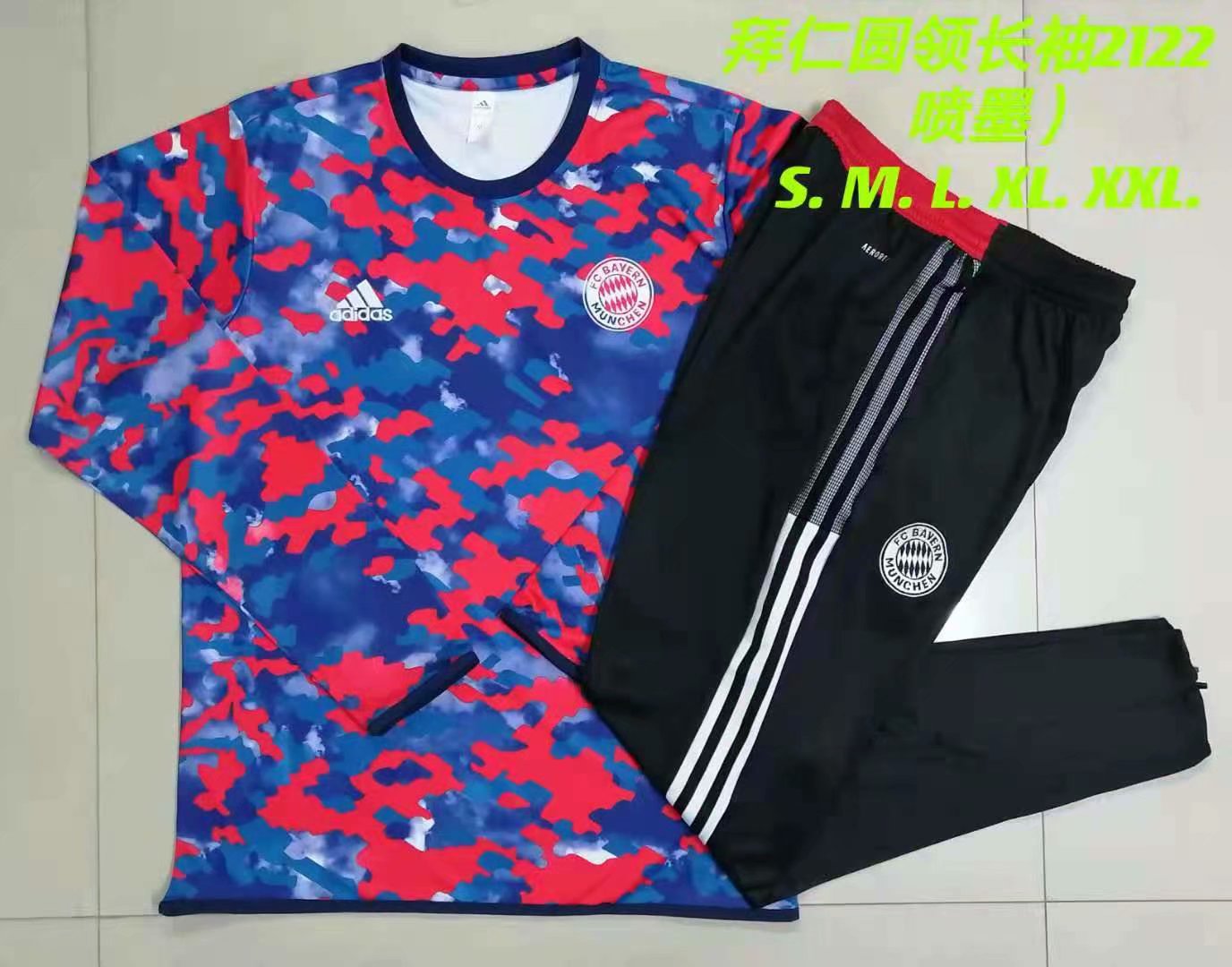 2021-2022 Bayern München Red & Blue Thailand Soccer Tracksuit Uniform-815