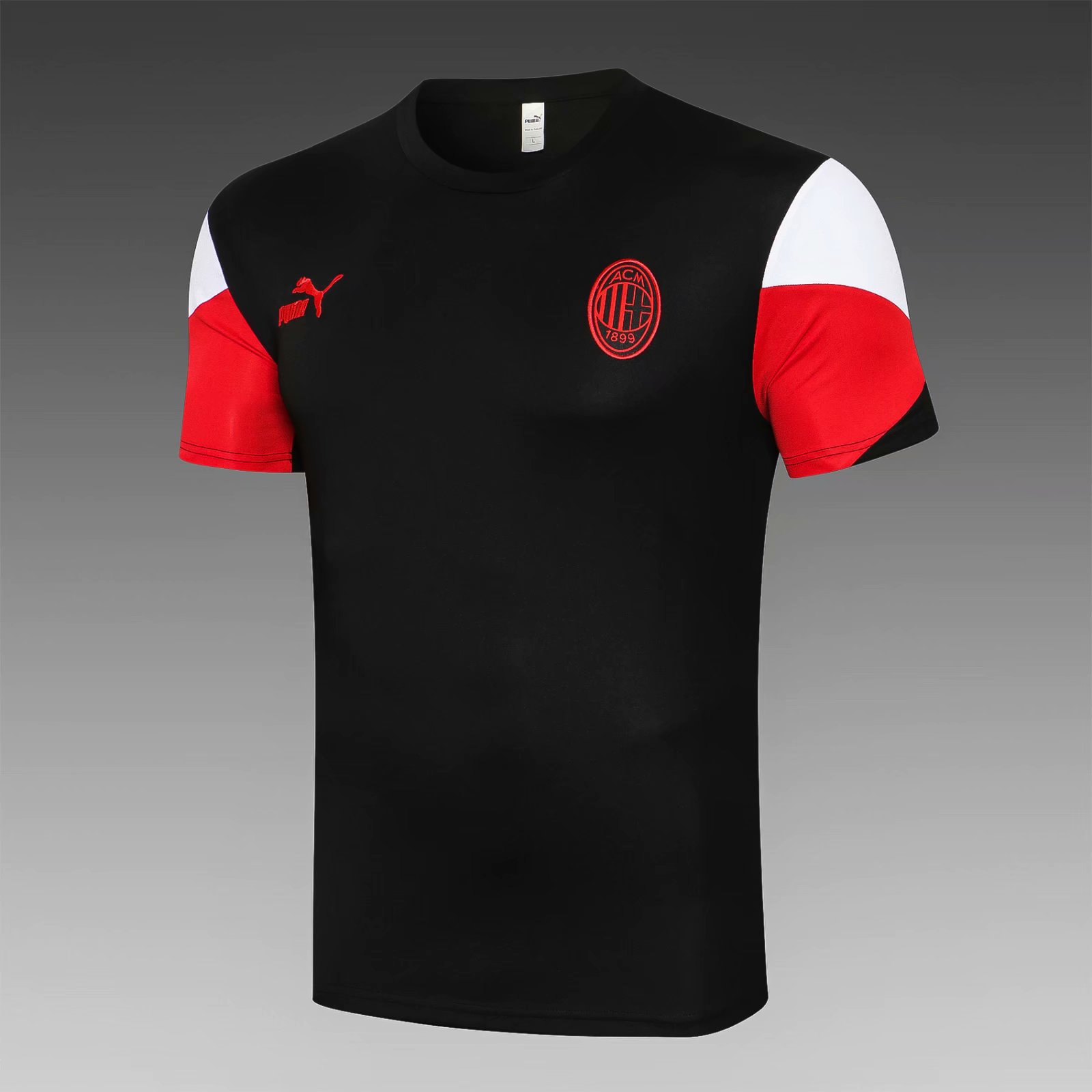 2021-2022 AC Milan Black Shorts-Sleeve Soccer Tracksuit Top -815