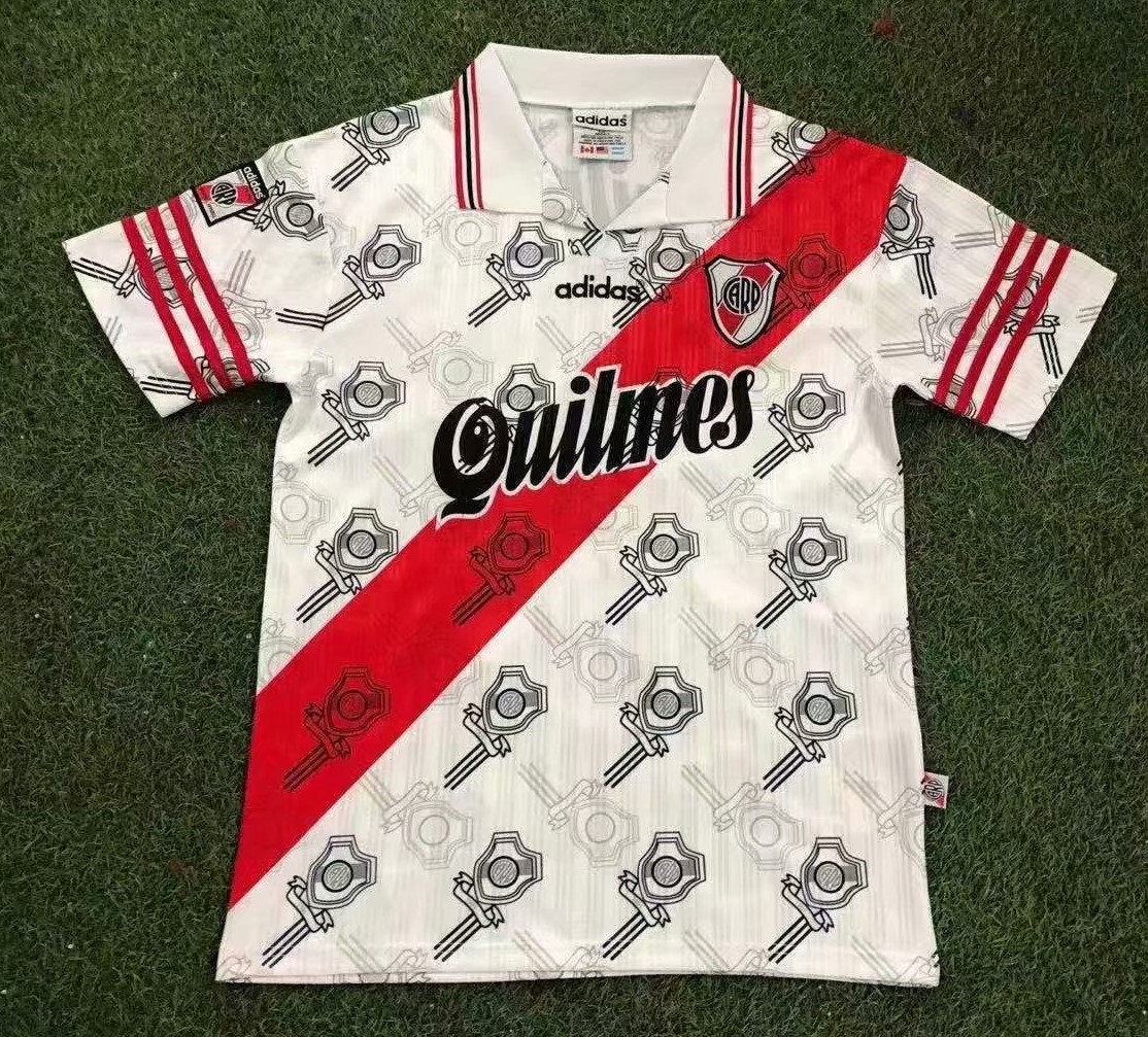 95-96 Retro Version CA River Plate Home White Thailand Soccer Jersey AAA-503/601