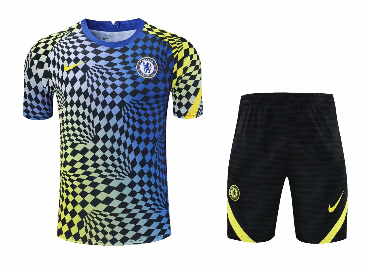 2021-22 Chelsea Yellow & Blue Thailand Training Soccer Unifrom-418