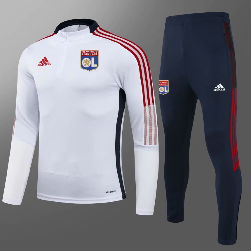 2021/2022 Olympique Lyonnais White Thailand Soccer Tracksuit Uniform-GDP