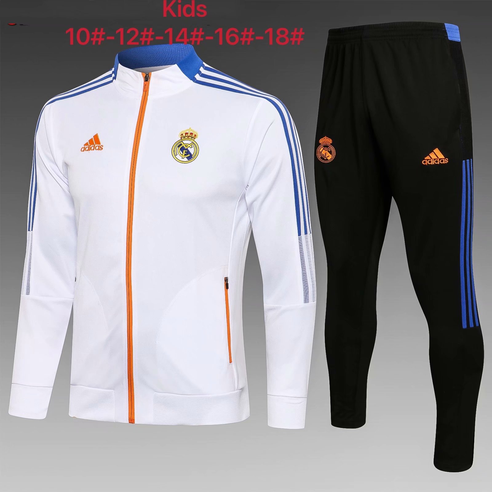 2021/22 Real Madrid White Youth/Kids Thailand Soccer Jacket Uniform-815