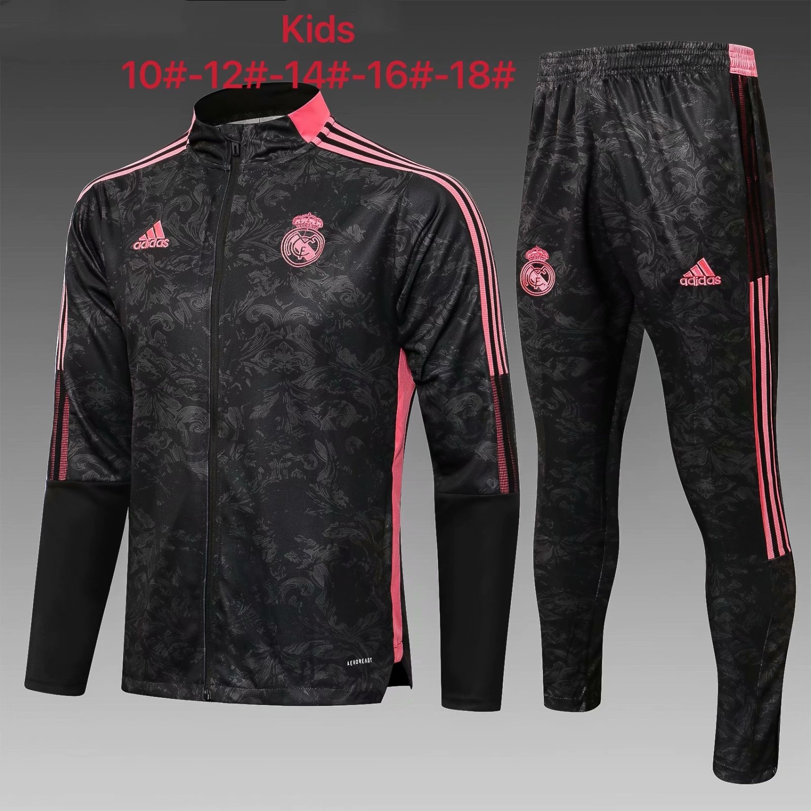 2021/22 Real Madrid Black & Gray Youth/Kids Thailand Soccer Jacket Uniform-815