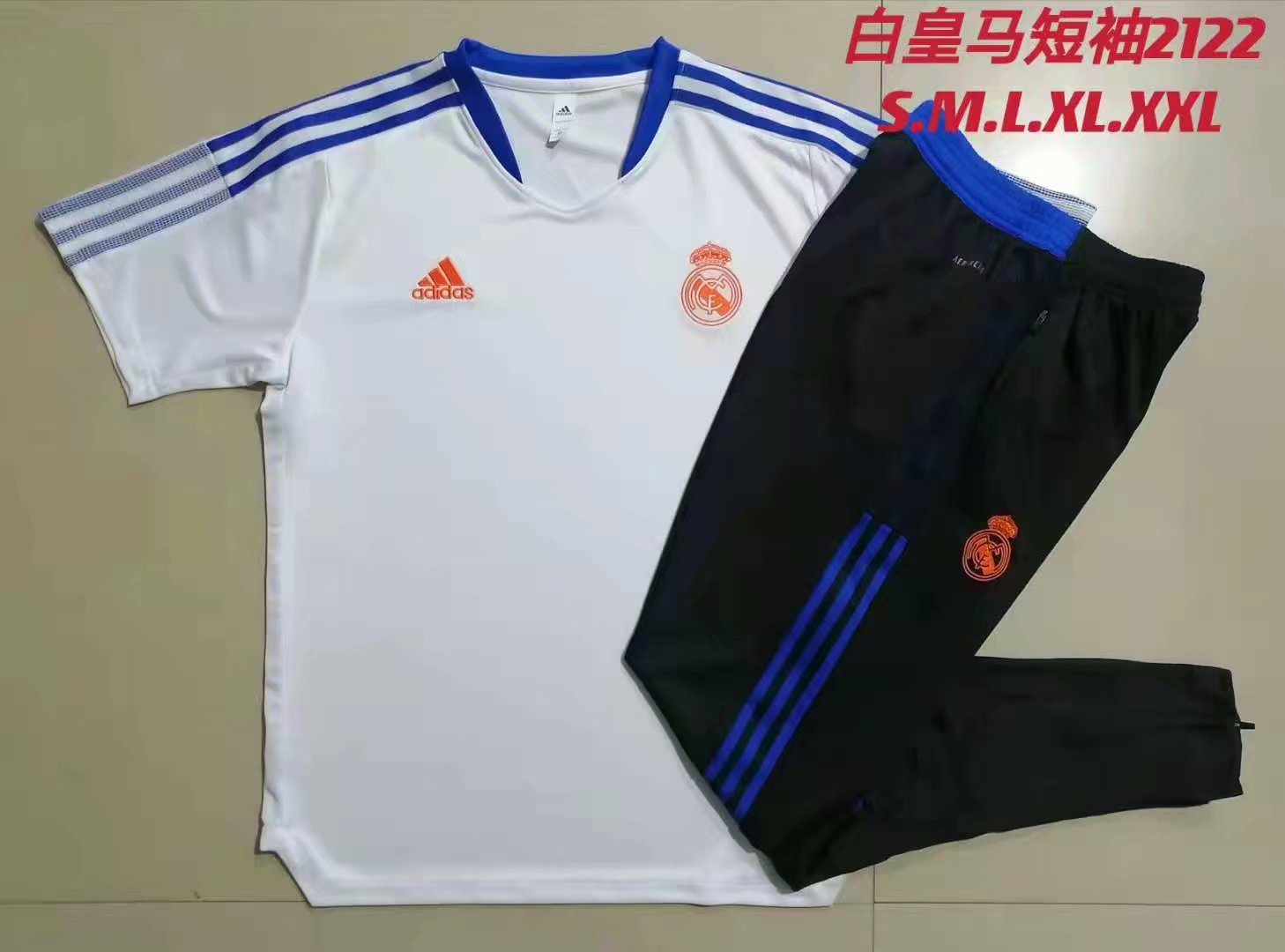 2021/2022 Real Madrid White Shorts-Sleeve Thailand Tracksuit Uniform-815